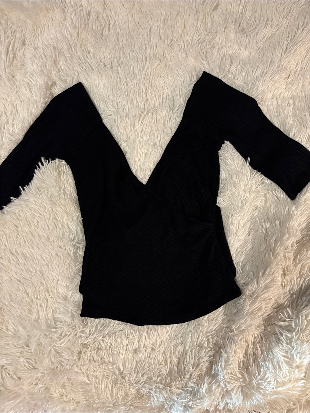 Reformation Black Ribbed Off-Shoulder Top